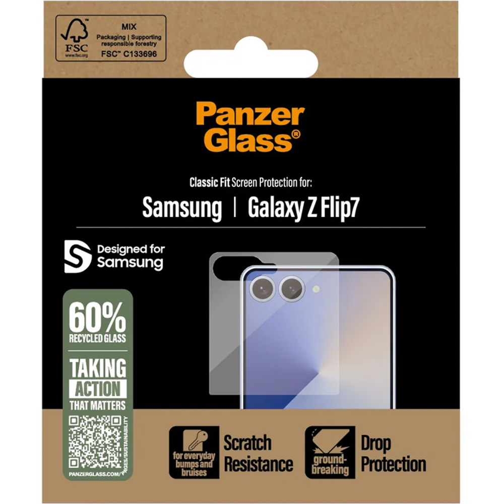 Szkło hartowane PanzerGlass Classic Fit do Galaxy Z Flip7, przezroczyste